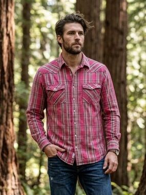 Five Brother Flannel Shacket in Washed Red Plaid - Size Large Tall